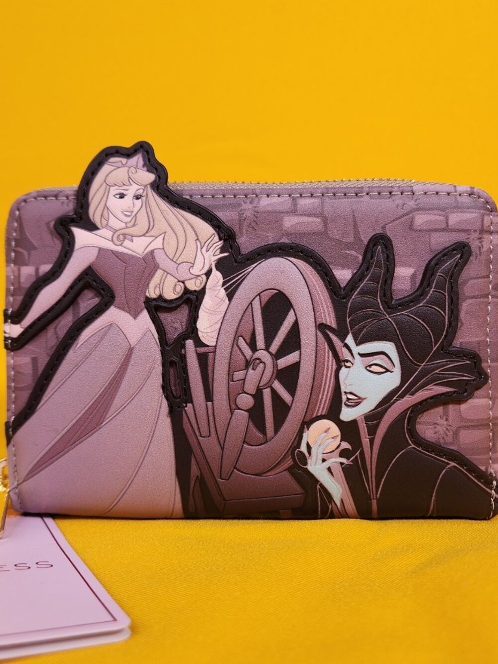 Loungefly Disney Sleeping Beauty Aurora & Maleficent Spinning Wheel Wallet NEW